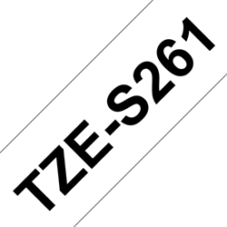 BROTHER TZe S261 tape 36 mm, Sort tekst på Hvid lamineret tape, 8 m.